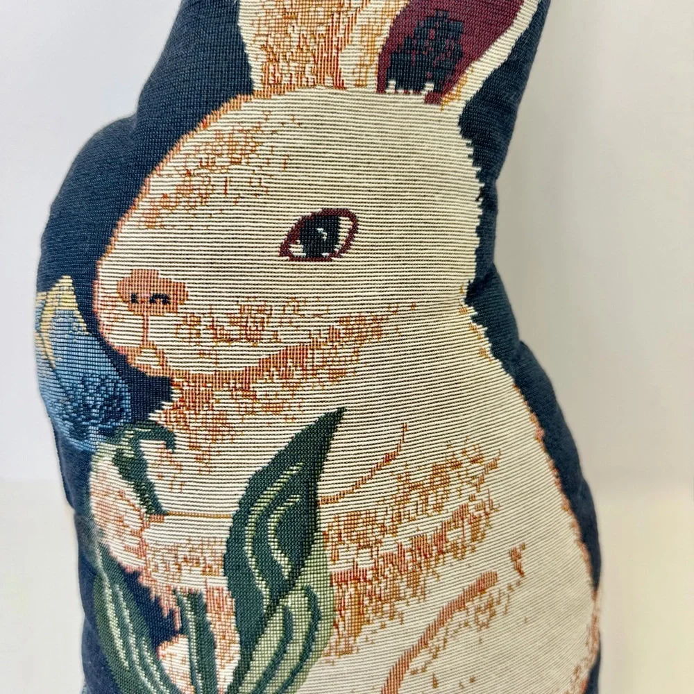 Vintage Bunny Rabbit Tapestry Doorstop Cottagecore Decor